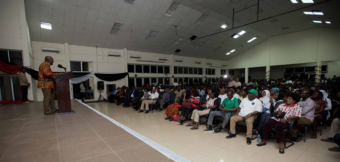  President Mahama speaking to the audience at the University of Health and Allied Scieces in Ho